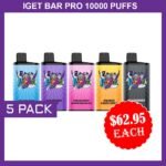 IGET BAR PRO 10000 PUFFS –  5 PACK