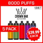 ALFAKHER CROWN BAR – 8000 PUFFS – 5 PACK