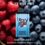 IGET BAR PRO BLUEBERRY RASPBERRY BUBBLE GUM  – 10000 PUFFS