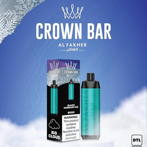 CROWN-BAR-ALFAKHER-BLACKCURRANT-ICE-8000-PUFFS.png ALFAKHER CROWN BAR BLACKCURRANT ICE – 8000 PUFFS - Image 1
