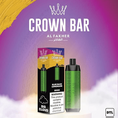 CROWN-BAR-ALFAKHER-BLUE-RAZZ-LEMONADE-8000-PUFFS.png ALFAKHER CROWN BAR BLUE RAZZ LEMONADE – 8000 PUFFS - Image 1