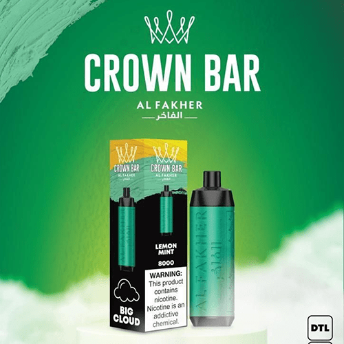 CROWN-BAR-ALFAKHER-LEMON-MINT-8000-PUFFS.png ALFAKHER CROWN BAR LEMON MINT – 8000 PUFFS - Image 1