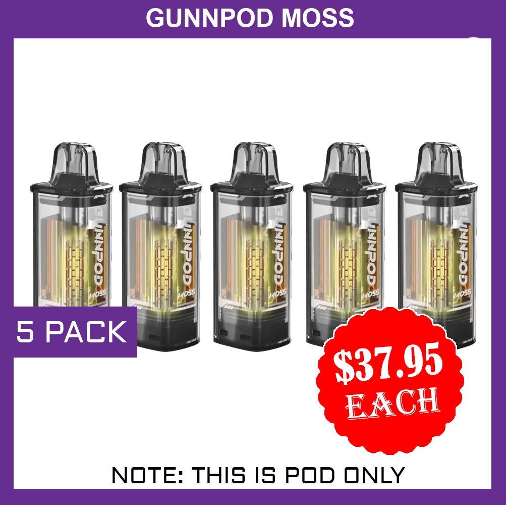GUNNPOD-MOSS-5-PACKS-1.jpg GUNNPOD MOSS β 5 PACK β 8000 PUFFS β POD ONLY - Image 1