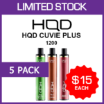 HQD CUVIE PLUS – 1200 PUFFS – 5 PACK