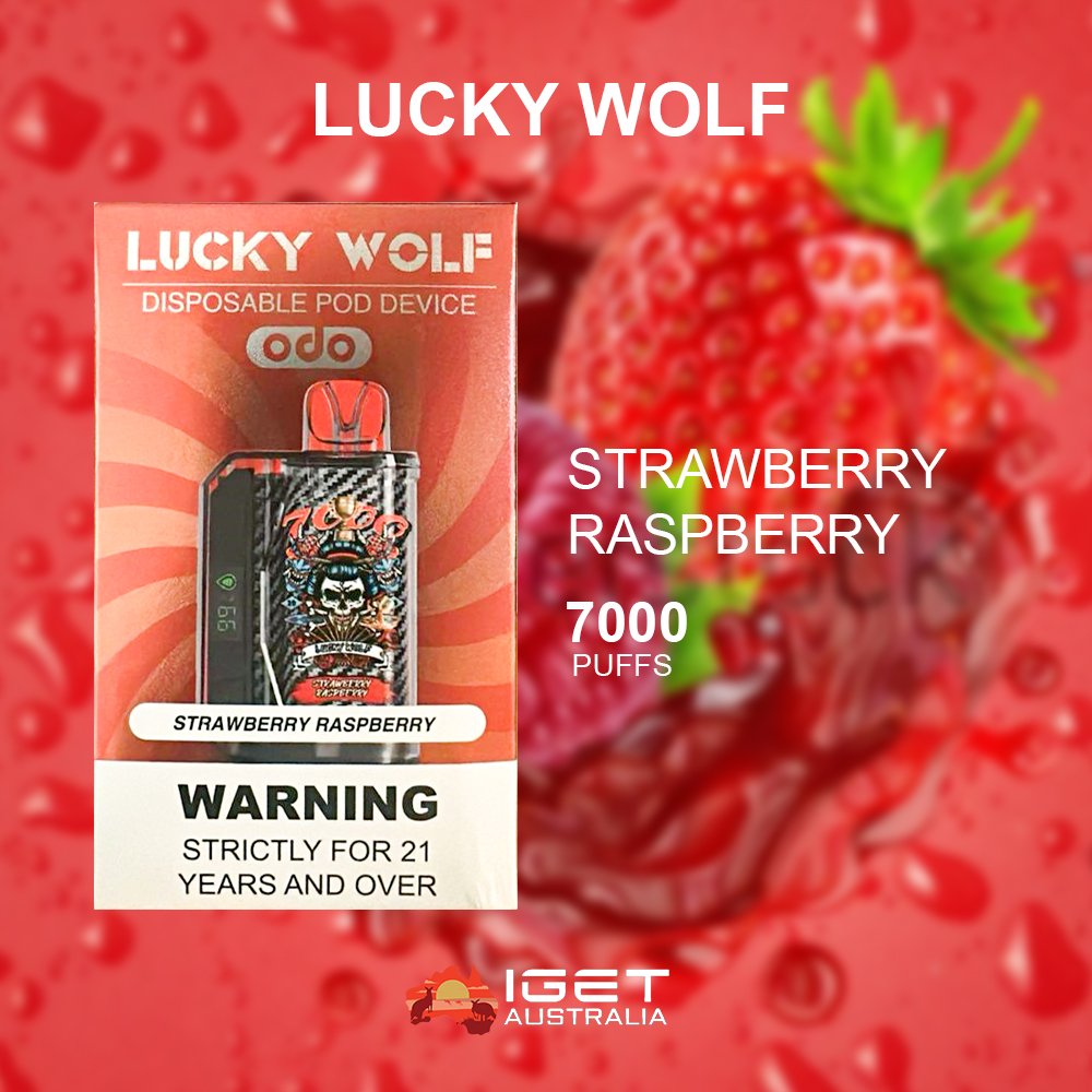 LUCKY-WOLF-STRAWBERRY-RASPBERRY-7000-PUFFS.jpg LUCKY WOLF STRAWBERRY RASPBERRY β 7000 PUFFS - Image 1