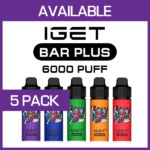 IGET BAR PLUS KIT – 6000 PUFFS  – 5 PACK