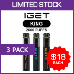 IGET KING – 2600 PUFFS – 3 PACK