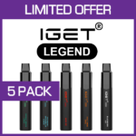 IGET LEGEND – 4000 PUFFS  – 5 PACK
